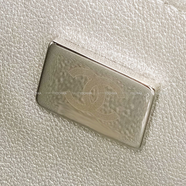 [Pre-loved] 2025AW CHANEL Shoulder bag Chain Ribbon COCO Mark Metallic Silver Lambskin Silver HW AS5129[LIKE NEW][Authentic]