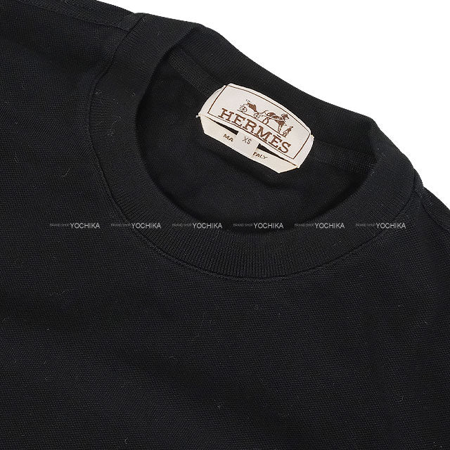 HERMES Short sleeve t shirt H Embroidery Noir (Black) Cotton100% #XS H072025HA02[BRAND NEW][Authentic]