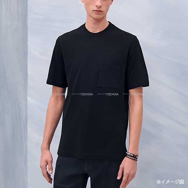 HERMES Short sleeve t shirt H Embroidery Noir (Black) Cotton100% #XS H072025HA02[BRAND NEW][Authentic]