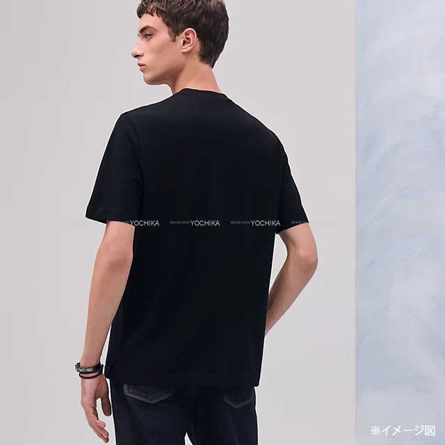 HERMES Short sleeve t shirt H Embroidery Noir (Black) Cotton100% #XS H072025HA02[BRAND NEW][Authentic]