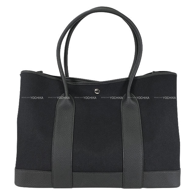 HERMES tote bag Neo Garden Party 41 Voyage Noir (Black) Toile Militaire/Veau Negonda Silver HW Stamp K[BRAND NEW][Authentic]