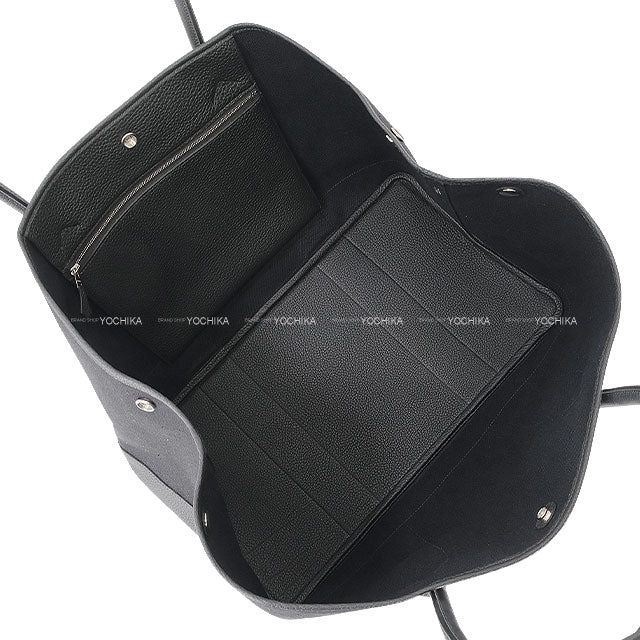 HERMES tote bag Neo Garden Party 41 Voyage Noir (Black) Toile Militaire/Veau Negonda Silver HW Stamp K[BRAND NEW][Authentic]