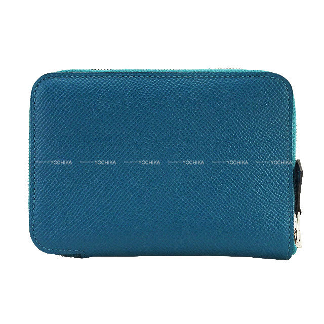 HERMES Bi-fold wallet Azap Vertical Vert Bosphore Veau Epsom Silver HW Stamp Y[EXCELLENT][Authentic]