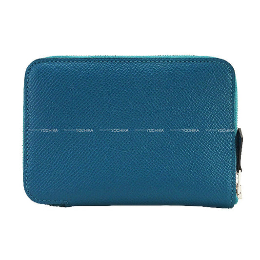 HERMES Bi-fold wallet Azap Vertical Vert Bosphore Veau Epsom Silver HW Stamp Y[EXCELLENT][Authentic]