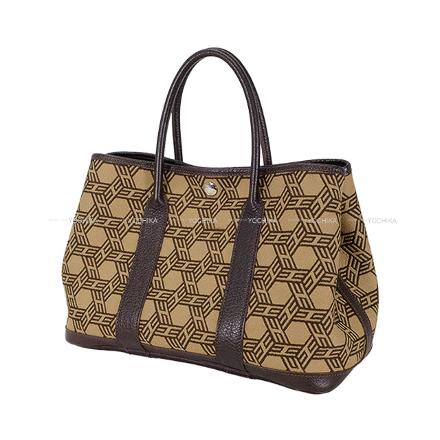 [Pre-loved] HERMES tote bag Garden Party 30 TPM Ebene Toile So H/Buffle Skipper Silver HW Stamp □K[LIKE NEW][Authentic]