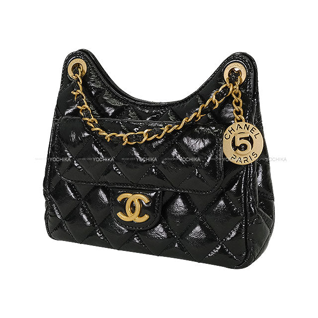 CHANEL Shoulder bag Matelasse Coco Mark Small Hobo Noir (Black) Shiny Calfskin Mat Gold HW AS3710[EXCELLENT][Authentic]