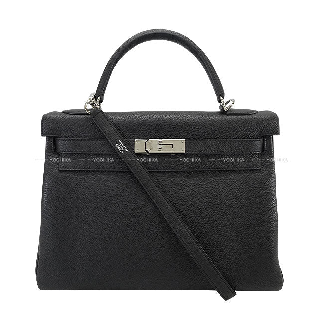[Pre-loved] HERMES Shoulder bag Kelly32 Noir (Black) Veau Togo Silver HW Stamp D[LIKE NEW][Authentic]
