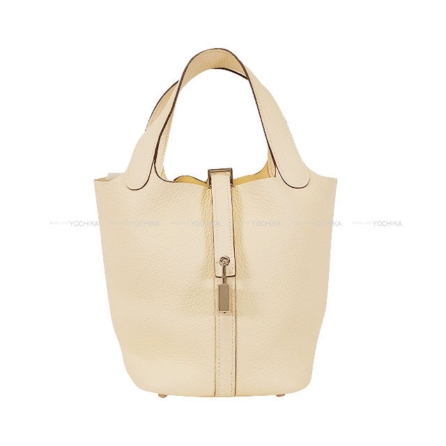 [Pre-loved] HERMES Handbag Picotin Lock 18 PM Nata Taurillon Clemence Silver HW Stamp Y[USED SA][Authentic]