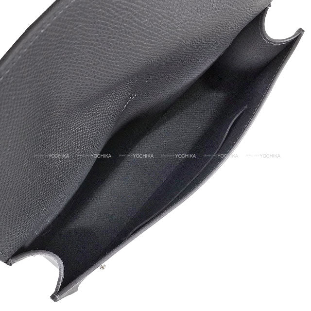 HERMES long wallet Hermesnap To Go Ardoise Veau Epsom Silver HW Stamp K[EXCELLENT][Authentic]