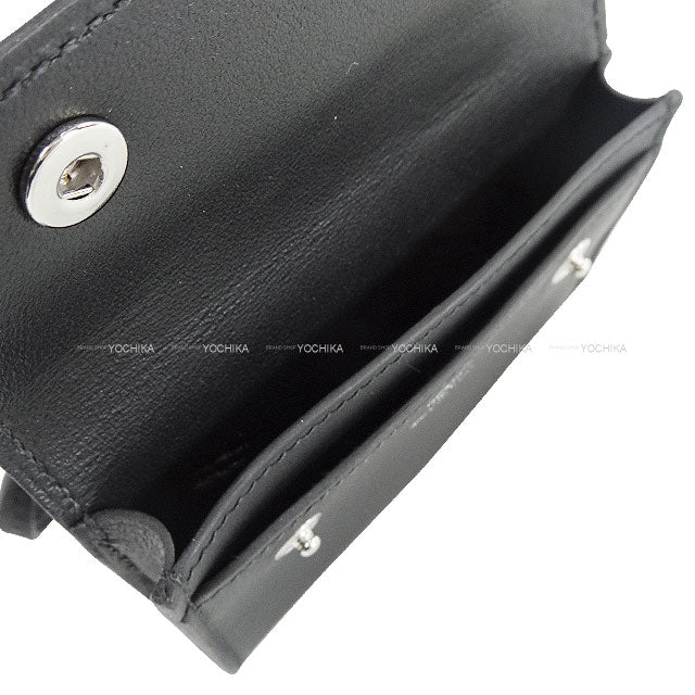 HERMES card holder Hermesnap Noir (Black) Veau Swift Silver HW Stamp W[BRAND NEW][Authentic]