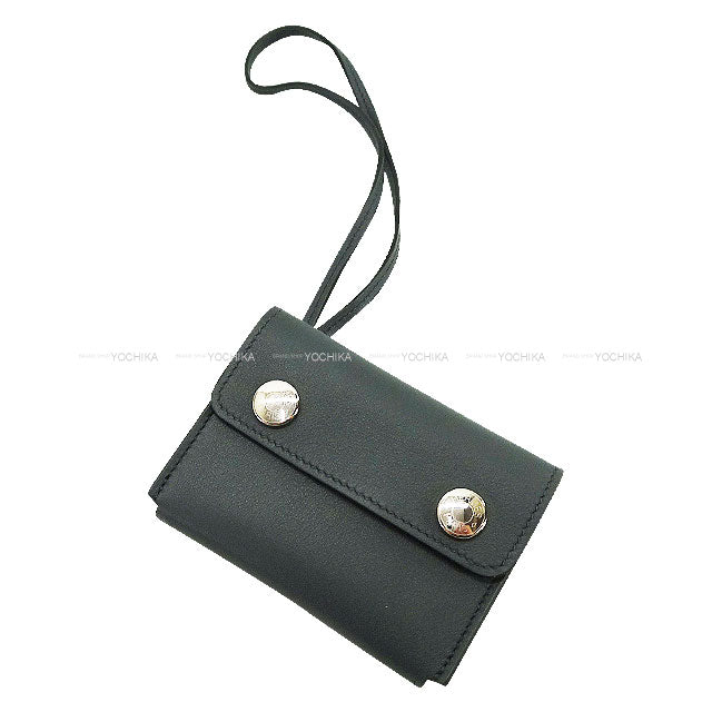 HERMES card holder Hermesnap Gris Misty Veau Swift Silver HW Stamp W[BRAND NEW][Authentic]