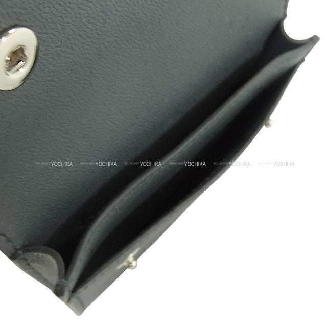 HERMES card holder Hermesnap Gris Misty Veau Swift Silver HW Stamp W[BRAND NEW][Authentic]