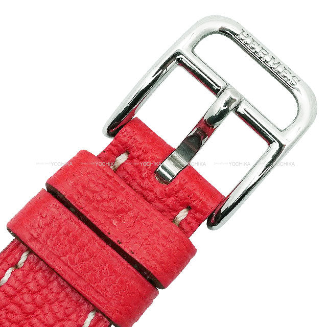 [Pre-loved] HERMES Watches Cape Cod Double Tour PM 31mm Rose Lipstick Chevre Mysore/Stainless steel Silver HW Stamp □P CC1.210[LIKE NEW][Authentic]