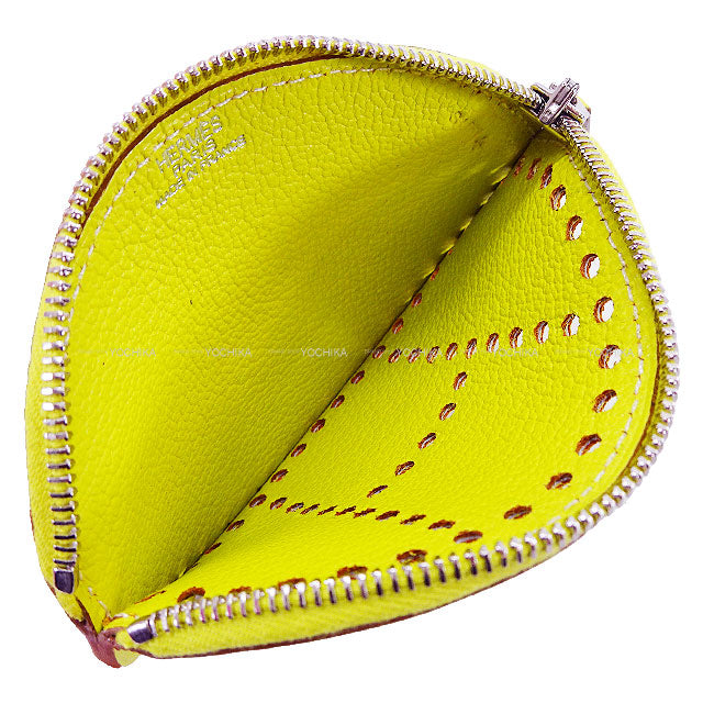 [Pre-loved] HERMES change purse Evelyne Coin purse Lime Chevre Mysore Silver HW Stamp □Q[LIKE NEW][Authentic]