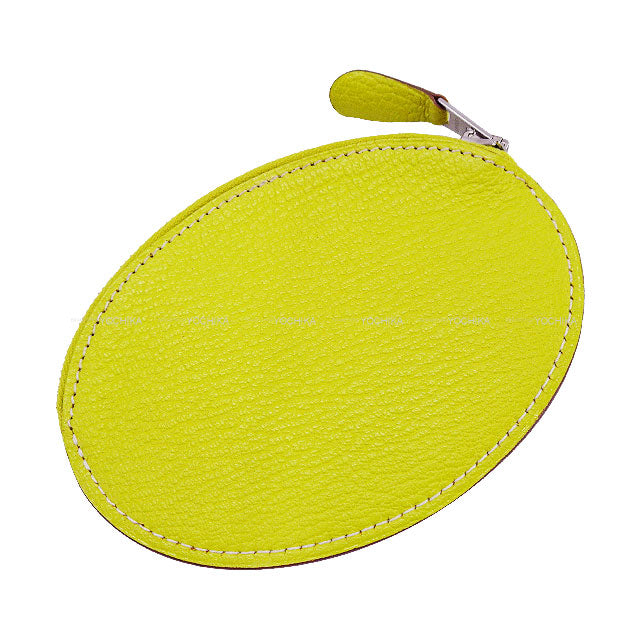 [Pre-loved] HERMES change purse Evelyne Coin purse Lime Chevre Mysore Silver HW Stamp □Q[LIKE NEW][Authentic]