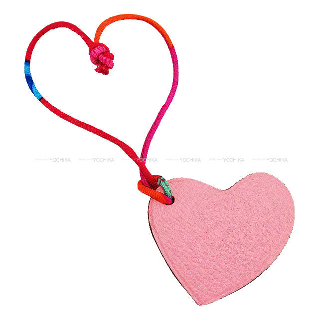 HERMES bag charm Petit H Mini coeur Heart Rose Confetti/Chocolat Veau Epsom/Veau Togo[BRAND NEW][Authentic]