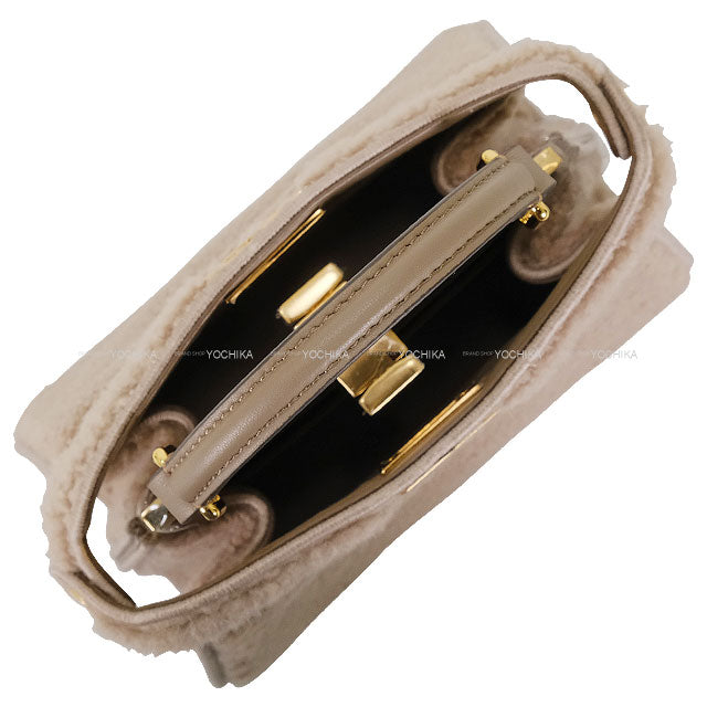 FENDI Shoulder bag Peekaboo ISeeU Petit Boa Mouton Beige Shearling/Nappa leather Gold HW 8BN335[EXCELLENT][Authentic]