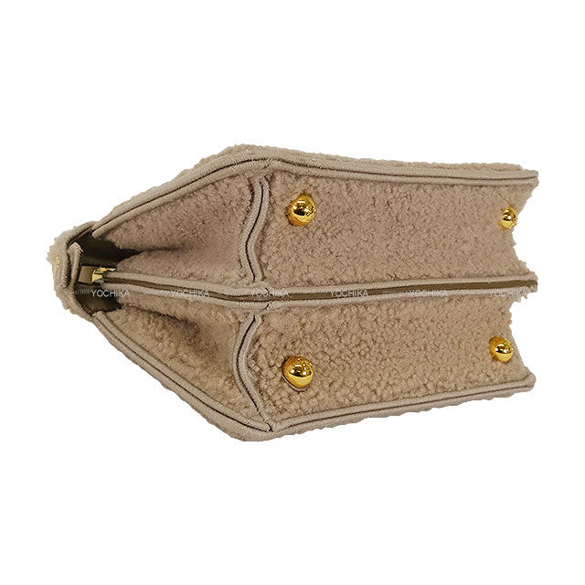 FENDI Shoulder bag Peekaboo ISeeU Petit Boa Mouton Beige Shearling/Nappa leather Gold HW 8BN335[EXCELLENT][Authentic]