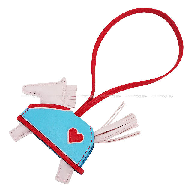 HERMES bag charm Rodeo Robeo Coeur PM Rose Darling/Celeste/Rouge Radieux Agneau Milo Stamp K[BRAND NEW][Authentic]