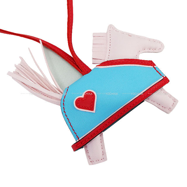 HERMES bag charm Rodeo Robeo Coeur PM Rose Darling/Celeste/Rouge Radieux Agneau Milo Stamp K[BRAND NEW][Authentic]