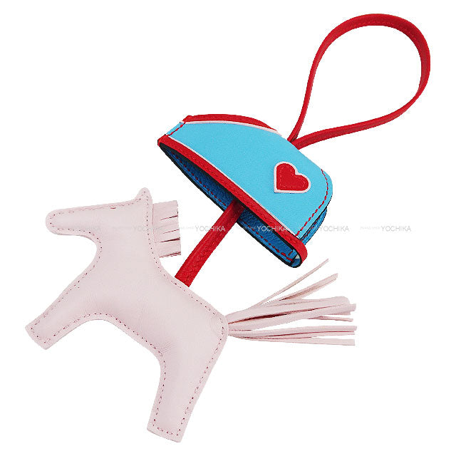 HERMES bag charm Rodeo Robeo Coeur PM Rose Darling/Celeste/Rouge Radieux Agneau Milo Stamp K[BRAND NEW][Authentic]