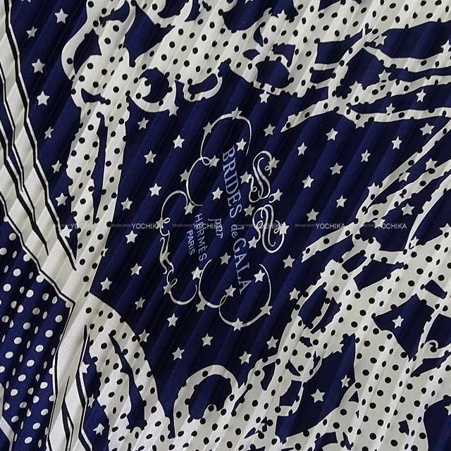 2025SS HERMES scarf Pleats Bandana Brides de Gala Marine Silk100% H163264[BRAND NEW][Authentic]