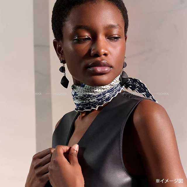 2025SS HERMES scarf Pleats Bandana Brides de Gala Marine Silk100% H163264[BRAND NEW][Authentic]