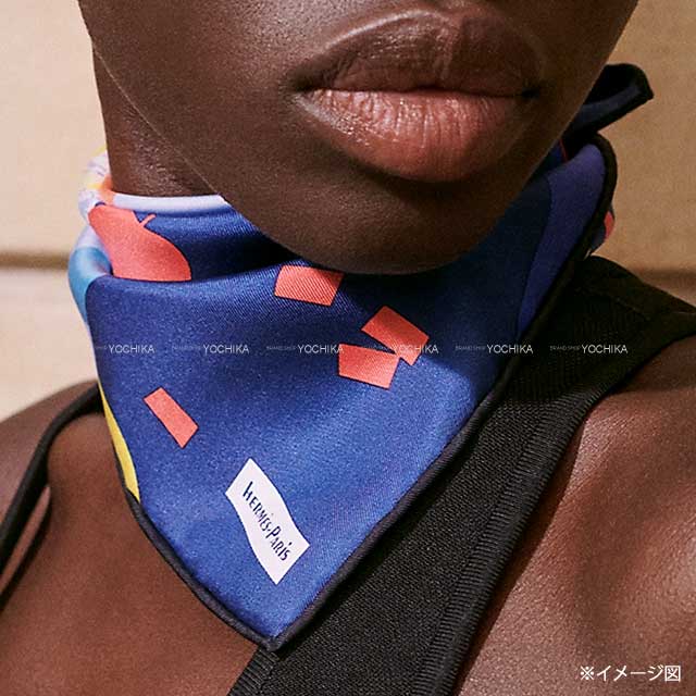 HERMES scarf Carre 45 Gavroche Just Married Ciel/Rose/Marine Silk100%[EXCELLENT][Authentic]