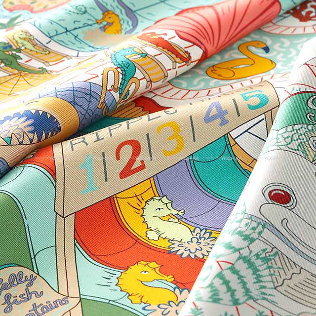 HERMES scarf Carre 90 Splash Park Double face Blanc (White)/Mauve/Multicolor Silk100%[EXCELLENT][Authentic]