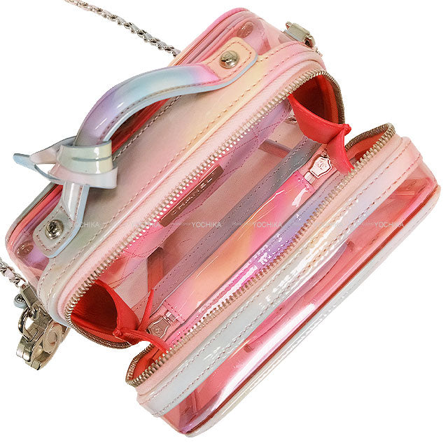 [Pre-loved] CHANEL Shoulder bag Vanity Bag Filigree Small COCO Mark Chain Pink/Multicolor Patent Enamel Leather/PVC Vinyl Silver HW A93342[USED A][Authentic]