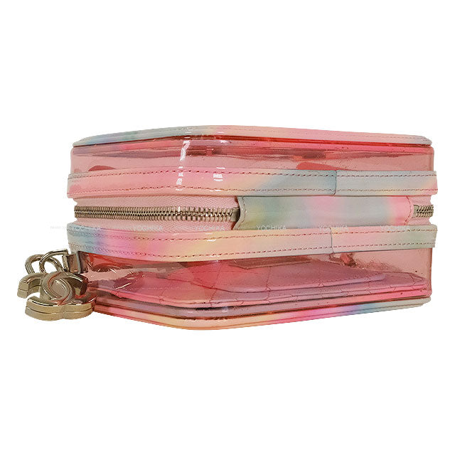 [Pre-loved] CHANEL Shoulder bag Vanity Bag Filigree Small COCO Mark Chain Pink/Multicolor Patent Enamel Leather/PVC Vinyl Silver HW A93342[USED A][Authentic]