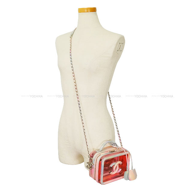 [Pre-loved] CHANEL Shoulder bag Vanity Bag Filigree Small COCO Mark Chain Pink/Multicolor Patent Enamel Leather/PVC Vinyl Silver HW A93342[USED A][Authentic]