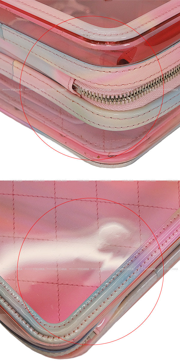 [Pre-loved] CHANEL Shoulder bag Vanity Bag Filigree Small COCO Mark Chain Pink/Multicolor Patent Enamel Leather/PVC Vinyl Silver HW A93342[USED A][Authentic]