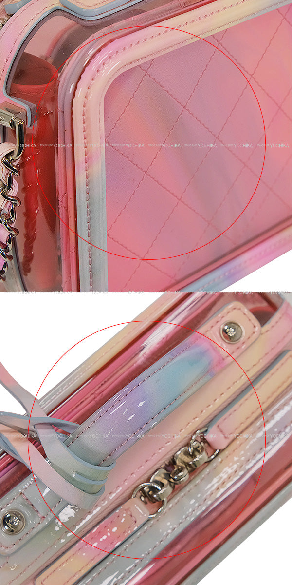 [Pre-loved] CHANEL Shoulder bag Vanity Bag Filigree Small COCO Mark Chain Pink/Multicolor Patent Enamel Leather/PVC Vinyl Silver HW A93342[USED A][Authentic]