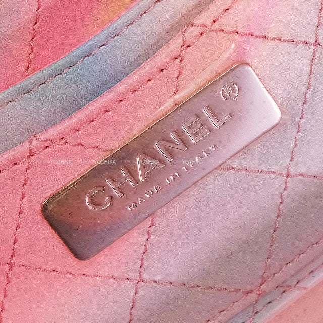[Pre-loved] CHANEL Shoulder bag Vanity Bag Filigree Small COCO Mark Chain Pink/Multicolor Patent Enamel Leather/PVC Vinyl Silver HW A93342[USED A][Authentic]