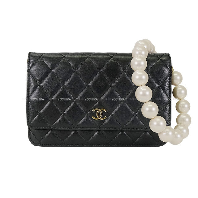 [Pre-loved] CHANEL Shoulder bag Matelasse COCO Mark Pearl Noir (Black) Lambskin Champagne Gold HW AP1841[USED A][Authentic]