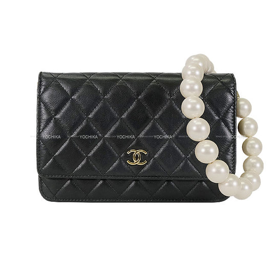[Pre-loved] CHANEL Shoulder bag Matelasse COCO Mark Pearl Noir (Black) Lambskin Champagne Gold HW AP1841[USED A][Authentic]