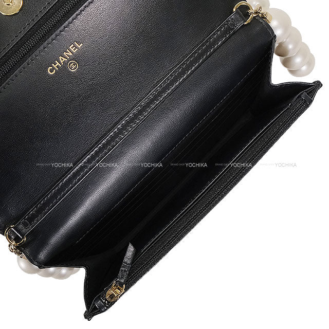 [Pre-loved] CHANEL Shoulder bag Matelasse COCO Mark Pearl Noir (Black) Lambskin Champagne Gold HW AP1841[USED A][Authentic]