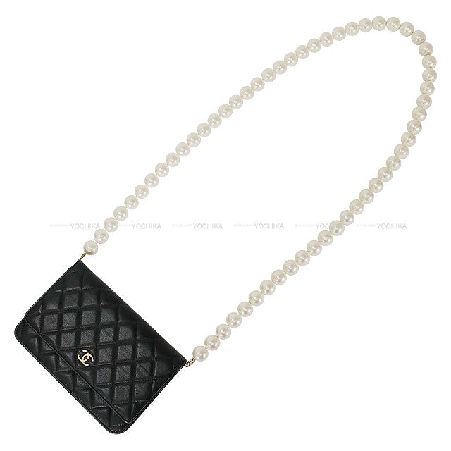 [Pre-loved] CHANEL Shoulder bag Matelasse COCO Mark Pearl Noir (Black) Lambskin Champagne Gold HW AP1841[USED A][Authentic]