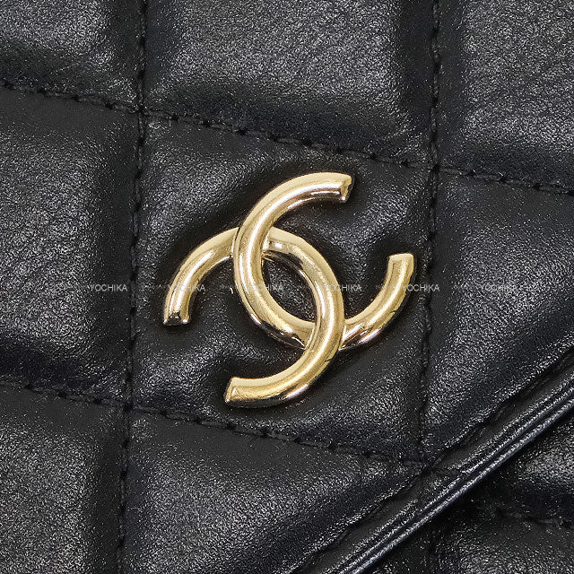[Pre-loved] CHANEL Shoulder bag Matelasse COCO Mark Pearl Noir (Black) Lambskin Champagne Gold HW AP1841[USED A][Authentic]