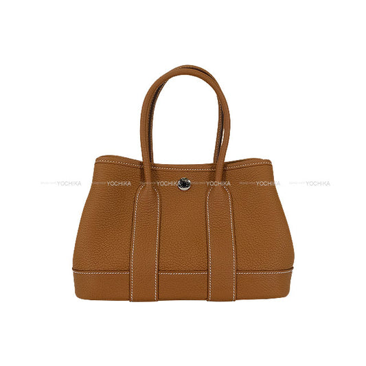 HERMES Handbag Neo Garden Party 23 Gold Veau Negonda Silver HW Stamp K[BRAND NEW][Authentic]