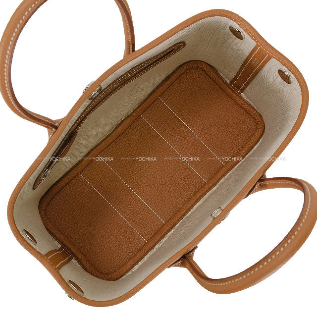HERMES Handbag Neo Garden Party 23 Gold Veau Negonda Silver HW Stamp K[BRAND NEW][Authentic]