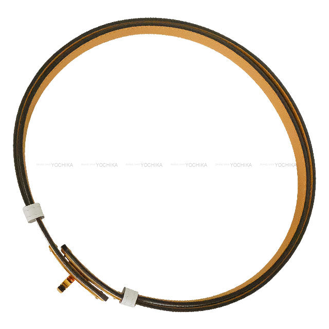 HERMES belt Kelly Belt 18 New White Veau Epsom Rose Gold HW Stamp B[EXCELLENT][Authentic]