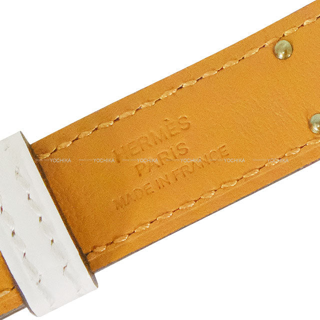 HERMES belt Kelly Belt 18 New White Veau Epsom Rose Gold HW Stamp B[EXCELLENT][Authentic]