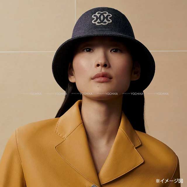 [Pre-loved] HERMES hat Harper Lift #57 Indigo Cashmere[LIKE NEW][Authentic]