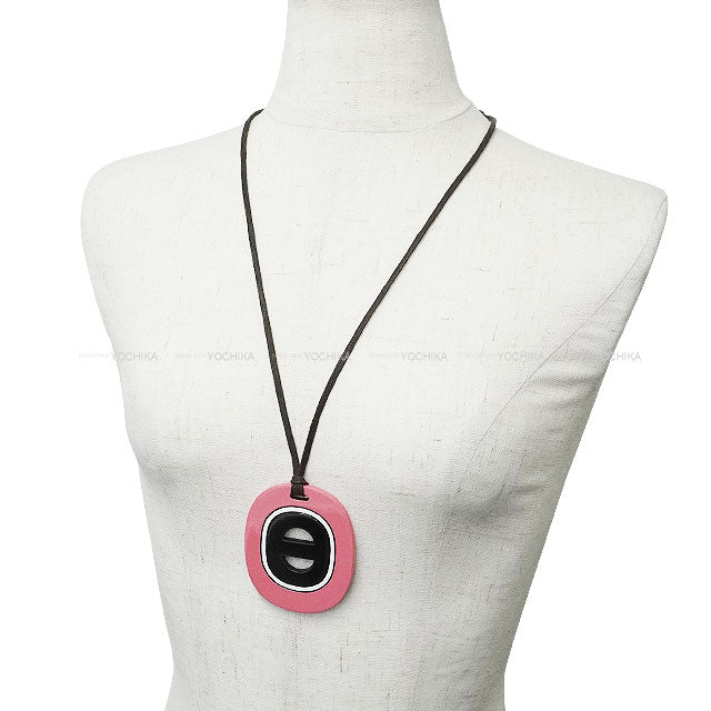 [Pre-loved] HERMES necklace Pendant Fidelio Virage Rose Azalee Buffalo Horn[LIKE NEW][Authentic]
