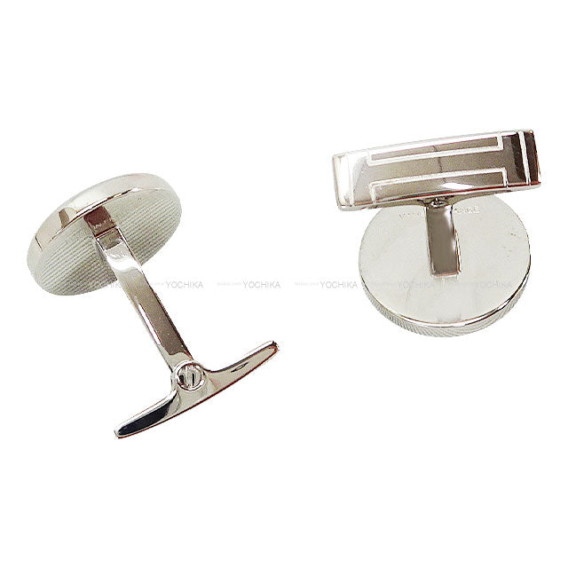 HERMES cuff Shark Noir (Black) Metal/Veau Swift Silver HW[EXCELLENT][Authentic]