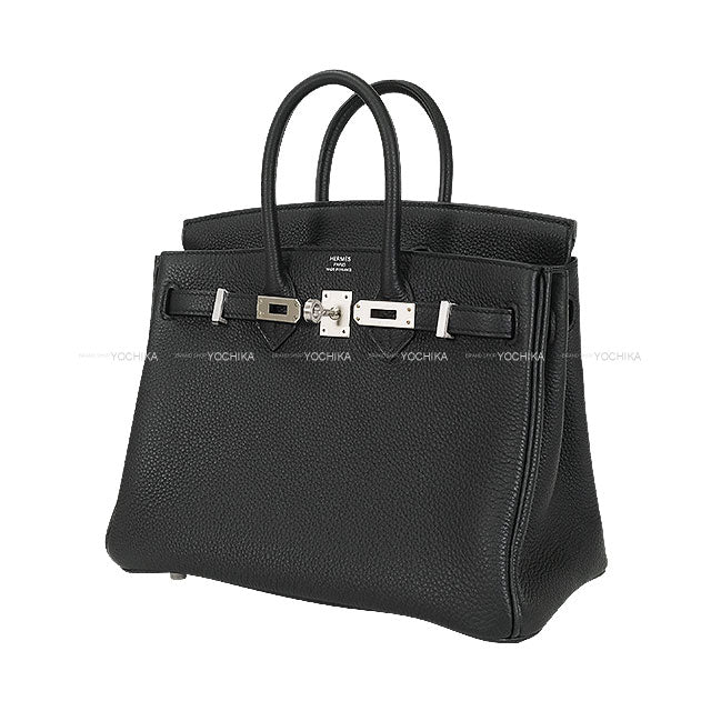 HERMES Handbag Birkin25 Noir (Black) Veau Togo Mat Silver HW Stamp K[BRAND NEW][Authentic]