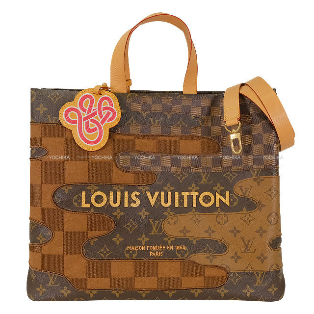 2025AW LOUIS VUITTON tote bag Shopper Tote MM Patchwork Roundscape Brown Monogram Canvas/Natural Cowhide Leather/Cotton Gold HW M15274[BRAND NEW][Authentic]