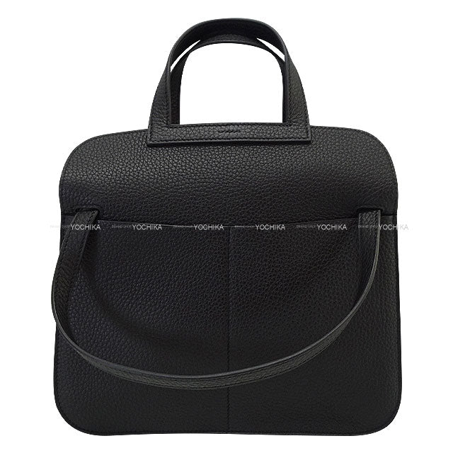 [Pre-loved] HERMES Shoulder bag Halzan 25 Noir (Black) Taurillon Clemence/Veau Swift Gold HW Stamp U[LIKE NEW][Authentic]